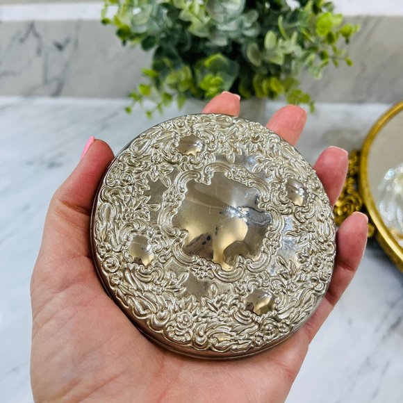 VTG silver and glass vanity bowl with mirror - Picture 7 of 9